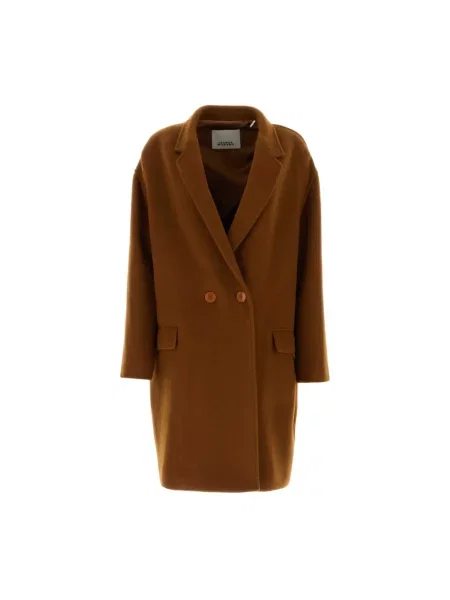 Płaszcz wełniany Isabel Marant wełniany brązowy