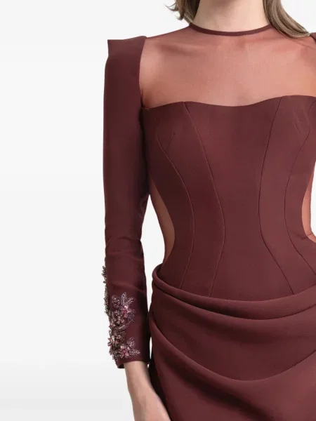 Rochie maxi Gemy Maalouf cu mărgele roșu