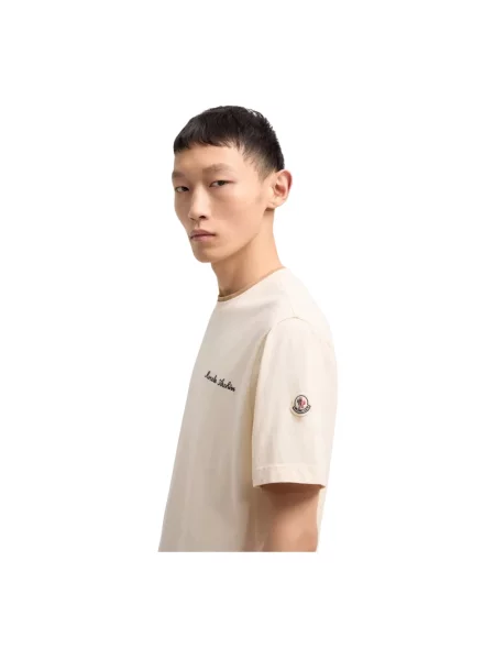 Koszulka Moncler z logo beżowa