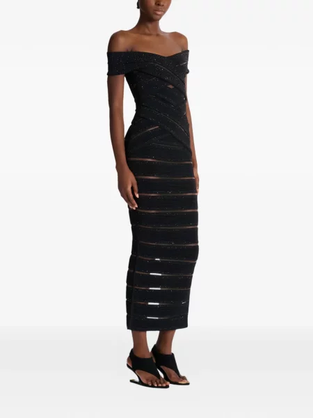 Rochie midi Balmain tricotate de costum negru