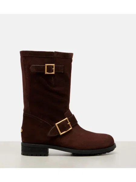Botine Jimmy Choo din piele de căprioară biker maro