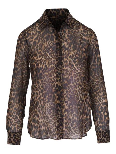 Cămașă Nili Lotan de mătase maro