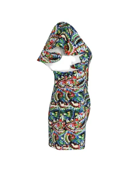 Rochie mini Saloni cu un umăr gol de costum albastru