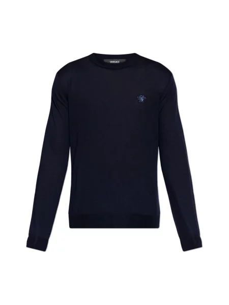 Sweter Versace wełniany niebieski