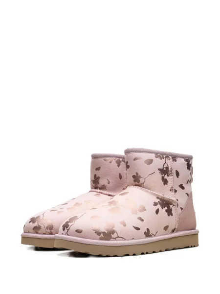 Botine Ugg cu model floral roz
