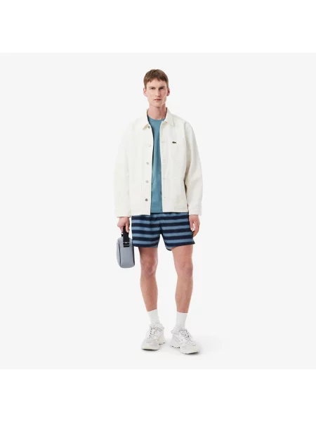 Lacoste Koszulka Z Monogramem Z Bawełnianego Dżerseju niebieski