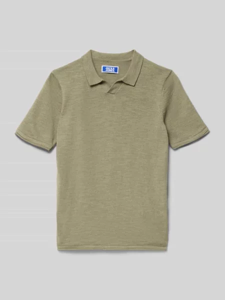 Koszulka polo z dekoltem w serek model KANE' Jack & Jones beżowa