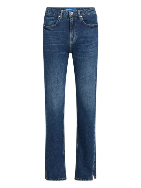 Blugi drepți Karl Lagerfeld Jeans cu talie înaltă albastru