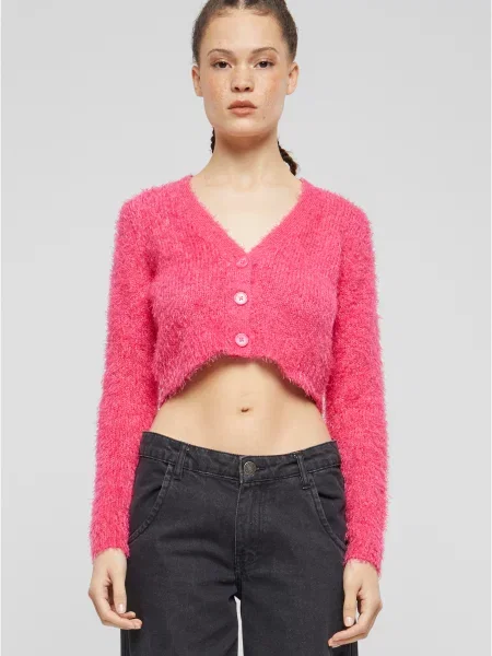 Cardigan Urban Classics cu pene roz