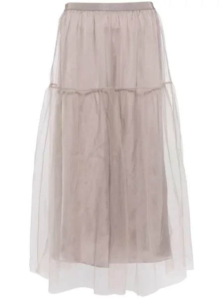 Fustă midi Jnby din tul până la genunchi gri