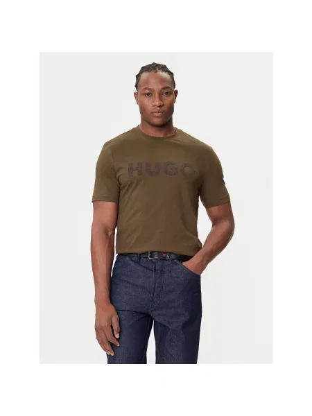 HUGO Футболка Dulivio Хакі Regular Fit