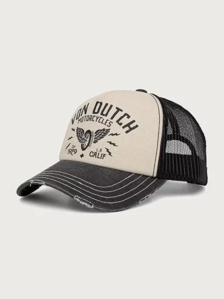 Von Dutch czapka z daszkiem trucker beżowa