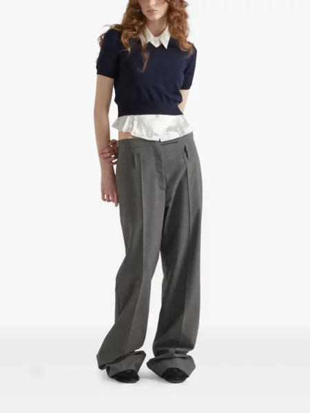 Pantaloni Prada de lână gri