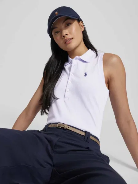Koszulka polo w kroju slim fit bez rękawów model JULIE' Polo Ralph Lauren