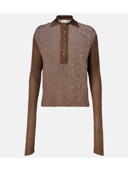 Polo Khaite tricotate transparente maro