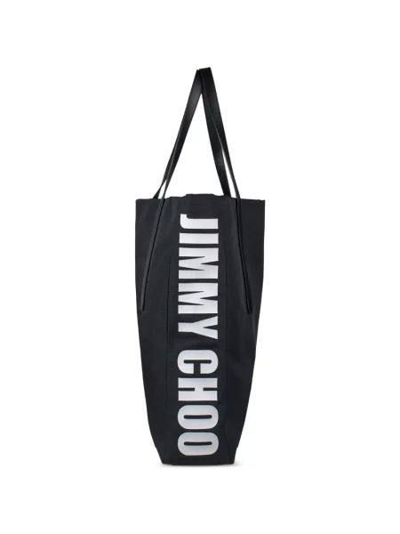 Кожена шопинг чанта Jimmy Choo с автограф черно