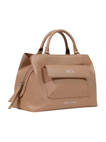 Torebka Armani Exchange skórzana beżowa
