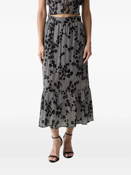 Fustă midi Morgan cu model floral cu imagine negru