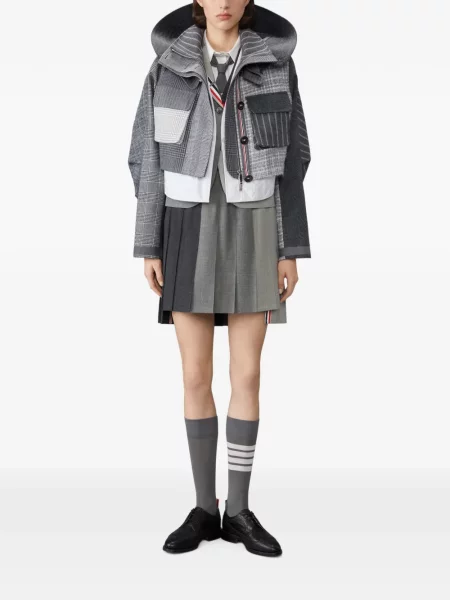 Decupat geacă parka Thom Browne de lână gri