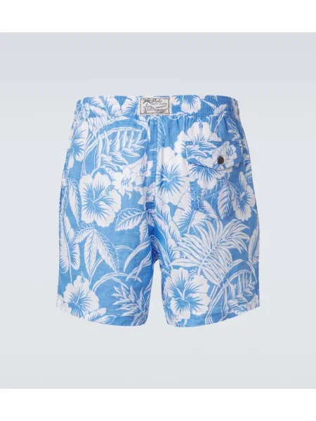 Ľanový kvetinový spodný diel plaviek Polo Ralph Lauren modrá