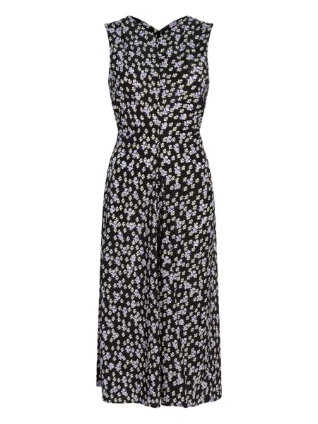 Rochie midi Proenza Schouler fără mâneci cu model floral cu imagine negru