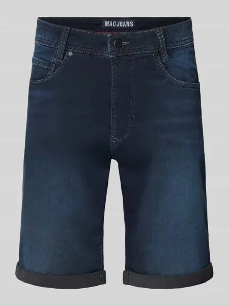 Bermudy o kroju regular fit z tkaniny stylizowanej na denim z wpuszczanymi Mac granatowe