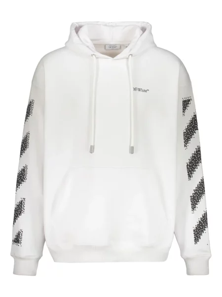 Hanorac cu glugă Off-white cu imagine alb