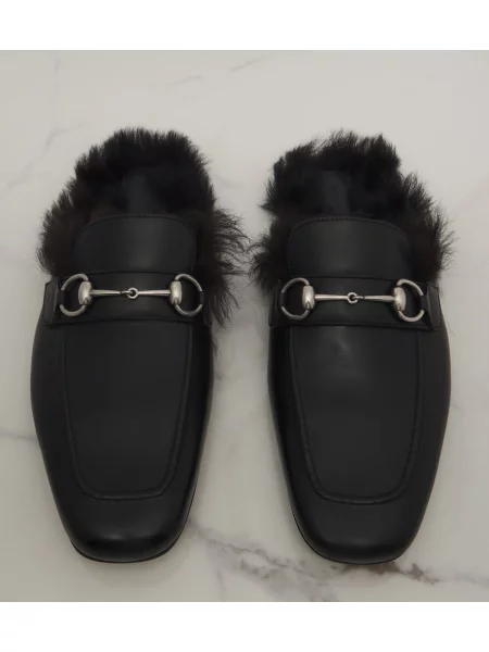 Papuci tip mules Gucci din piele negru