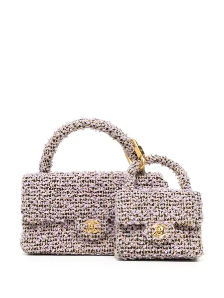 Tvídová kabelka Chanel Pre-owned fialová