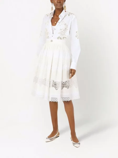 Cămașă Dolce & Gabbana ajurata din poplin alb
