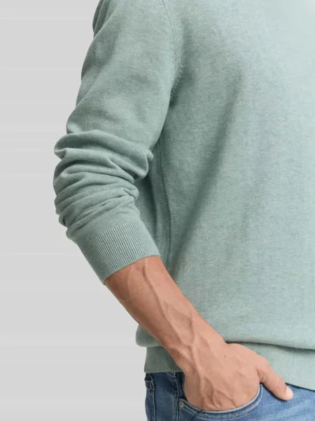 Sweter z dzianiny o kroju regular fit z czystej bawełny Tom Tailor miętowy