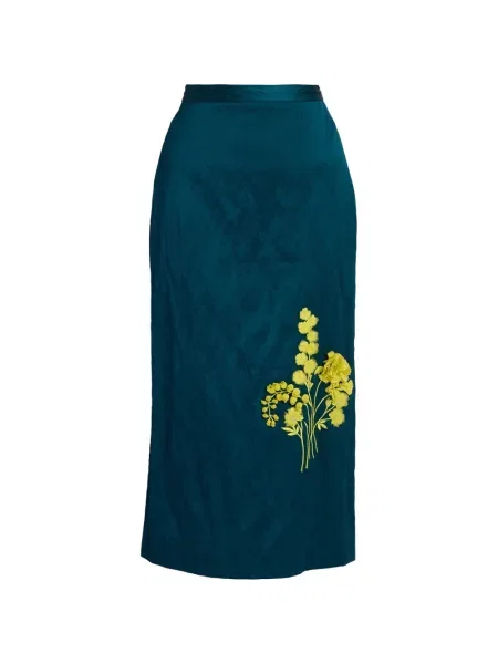 Fustă midi Erdem din satin albastru