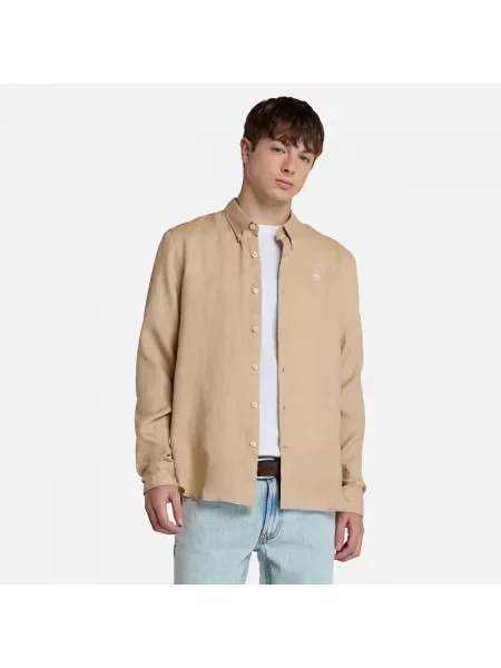 Lniana koszula Timberland beżowa