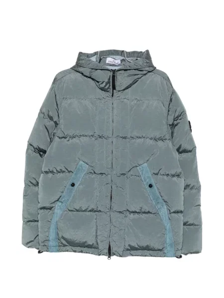 Geacă Stone Island cu glugă cu strasuri albastru