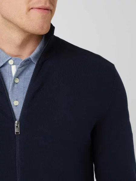 Kurtka z dzianiny o kroju regular fit z czystej bawełny model ‘BERG’ Selected Homme granatowa