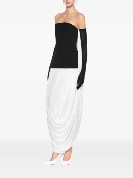 Rochie maxi Chats By C.dam drapată fără bretele alb