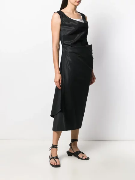 Drapované oblekové midi šaty Comme Des Garçons Pre-owned po kolena černé