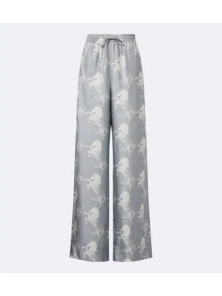 Pantaloni Stella Mccartney din satin cu imagine albastru
