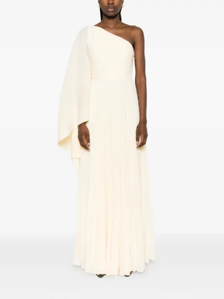 Rochie maxi Solace London cu un umăr gol galben