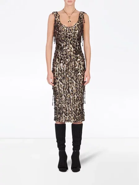 Suknele Dolce & Gabbana su blizgučiais leopardinis juoda