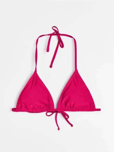 Трикутний верх бікіні що зав’язується на шиї яскраво-рожевий рожеві