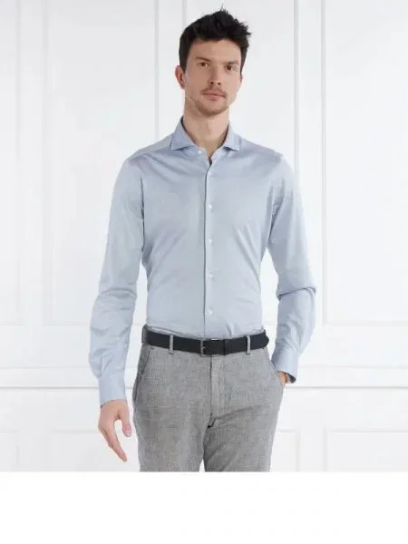 Windsor Cămașă Laze cu adaos de mătase albastru