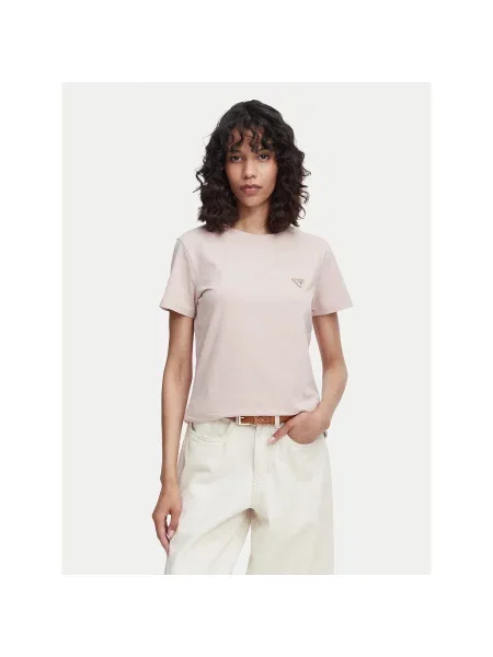 Guess Marškinėliai Šviesiai Regular Fit rožinė