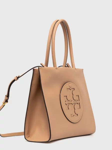 Shopperka Tory Burch skórzana beżowa