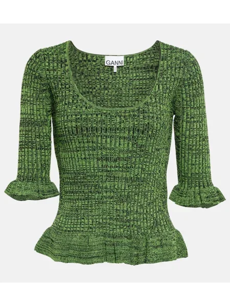 Pulover Ganni tricotate verde