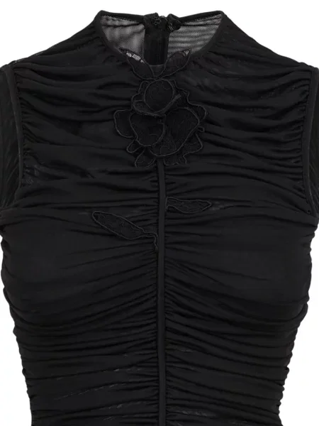 Bluzka David Koma z falbankami koronkowa czarna