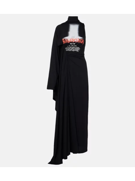 Rochie maxi Balenciaga din jerseu cu autograf negru