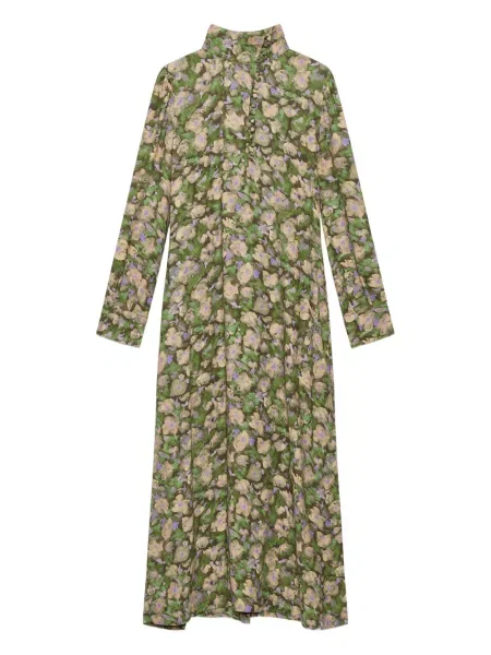 Rochie midi Maliparmi cu model floral cu imagine până la genunchi verde