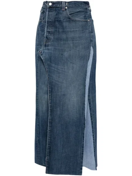 Fustă din denim Prototypes până la genunchi albastru