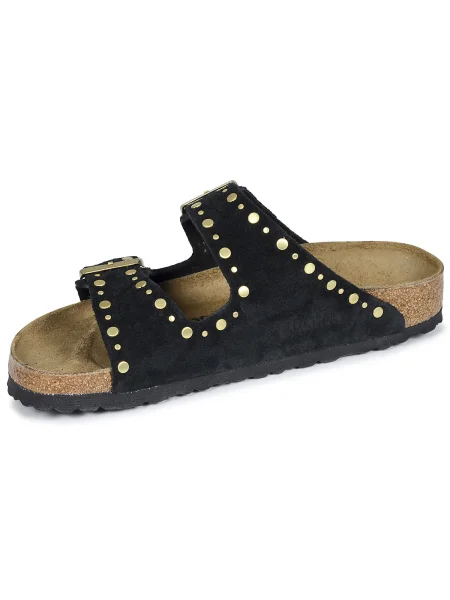 Birkenstock papucs velúrból Arizona Rivet fekete